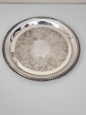 Wm. Rogers Vintage Round Silver-Plated 12 Inch Serving Platter
